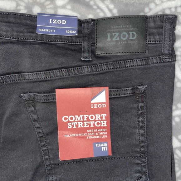Izod Men’s Comfort Stretch Relaxed Fit Straight Leg Jeans - Picture 4 of 6
